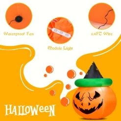 Tangkula Halloween Decoration 4 Ft Blow-up Inflatable Pumpkin With Witch Hat LED Bulbs Yard -Hyde and Eek Cosplay Store GUEST 3f4cb90e 52c3 46b3 8076 aa489fd92c21