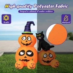 Tangkula 6 FT Inflatable Pumpkin Combo with Wizard's Hat & Cat Blow-up Yard Decoration with Built-in LED Light Powerful Air Blower -Hyde and Eek Cosplay Store GUEST 4279f66f 8cd6 4bea a967 1c3db872d9a7