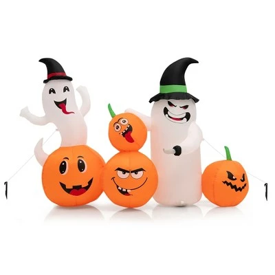 Costway 6 FT Long Halloween Inflatable Decor 4 Pumpkins & Ghosts w/ Built-in LED Lights 1 Costway 6 FT Long Halloween Inflatable Decor 4 Pumpkins & Ghosts w/ Built-in LED Lights