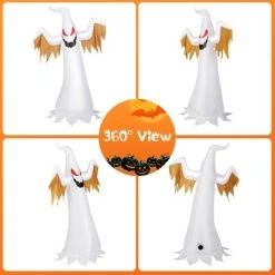 Tangkula 6FT Tall Halloween Inflatable Decoration Blow Up Fire Ghost Built-in Flame LED Light Self-inflate Ghost w/ Sandbags & Ropes & Ground Stakes -Hyde and Eek Cosplay Store GUEST 43309e53 c9ec 4ed6 8f4a cc1de4cba1dc