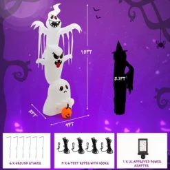 Tangkula 10FT Tall Halloween Inflatable Stacked Ghosts w/ Built-in RGB Lights Inflatable Overlap Ghosts Halloween Decor w/ Ropes & Stakes -Hyde and Eek Cosplay Store GUEST 4346c7af 5c7a 4527 8d94 855a678c464c