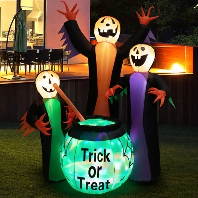 Tangkula 8 FT Tall Halloween Inflatable Three Witch & Magic Potion Pot Decoration w/ Built-in LEDs & Ropes & Stakes for Party Garden Lawn 7 Tangkula 8 FT Tall Halloween Inflatable Three Witch & Magic Potion Pot Decoration w/ Built-in LEDs & Ropes & Stakes for Party Garden Lawn - Image 7