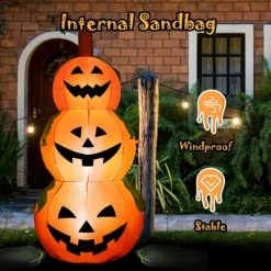 Costway 5 Ft Halloween Inflatable 3-Pumpkin Stack Blow Up Pumpkin Ghost Yard Decoration -Hyde and Eek Cosplay Store GUEST 45f3211b 6131 4dec 8c4d a5a2f966b283