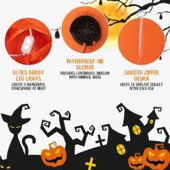 Tangkula 9.5 FT Long Inflatable Pumpkin Combo w/ Black Cat Extra Long Blow-up Pumpkin Halloween Decoration w/ Built-in LED Lights -Hyde and Eek Cosplay Store GUEST 46822cd5 3aa3 49fc 996b 3e9a5d2a70d2