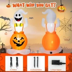 Costway 5 FT Inflatable Halloween Pumpkin Ghost Blow-up Yard Decoration with LED Lights -Hyde and Eek Cosplay Store GUEST 49a4829f 5a5d 4ac9 a6e7 ea5e4a93a9c4