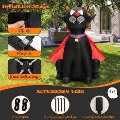 Costway 4.7 FT Halloween Inflatable Vampire Black Cat with Red Cloak Blow-up Decoration -Hyde and Eek Cosplay Store GUEST 4a542287 5ab1 4465 a7c3 51a67c1d906f