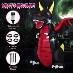 Tangkula 8 FT Tall Halloween Inflatable Dragon Indoor Outdoor Blow up Decoration w/Wing Tail, Bright Internal Lights Giant Animated Dragon -Hyde and Eek Cosplay Store GUEST 4b678eb7 4f6c 46eb ae39 766c843ec04e