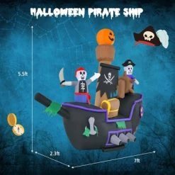 Costway 7FT Long Halloween Inflatable Pirate Ship Blow-up Skeleton Pirate Decoration with Bright LED Lights and Waterproof Blower & Water Bags -Hyde and Eek Cosplay Store GUEST 4eff36fc e00c 4d0f a31d 9be0756a48ca