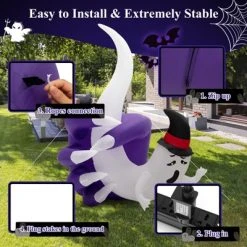 Tangkula 6FT Tall Halloween Inflatable Decoration, White Wizard Hat Ghost Grabbed in Hand Outdoor Decoration with Bright LED Lights -Hyde and Eek Cosplay Store GUEST 516df6fc d750 4009 95d6 9d4c86b07012