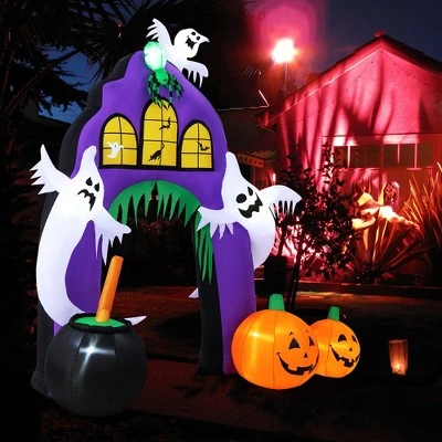 Costway 9 Ft Tall Halloween Inflatable Castle Archway Decor w/ Spider Ghosts &Built-in Lights 6 Costway 9 Ft Tall Halloween Inflatable Castle Archway Decor w/ Spider Ghosts &Built-in Lights - Image 6