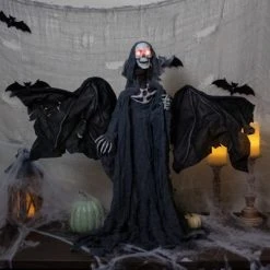 Northlight 50" Spooky Town LED Lighted and Animated Winged Grim Reaper Halloween Decoration