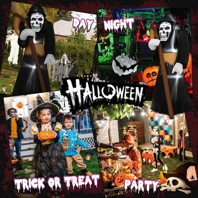 Costway 8 FT Halloween Inflatable Grim Reaper Ghost Blow-up Decoration with 3 LED Lights 5 Costway 8 FT Halloween Inflatable Grim Reaper Ghost Blow-up Decoration with 3 LED Lights - Image 5