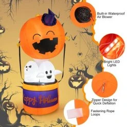 Tangkula 6FT Halloween Inflatable Decoration Inflatable Pumpkin Hot Air Balloon with Ghosts Bright LED Lights Waterproof Air Blower 2 Sandbags -Hyde and Eek Cosplay Store GUEST 5294ad5b 1743 461a b1f3 4c363f28a1ac