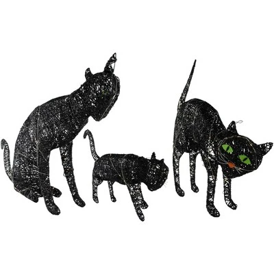 Northlight Set of 3 LED Lighted Black Cat Family Outdoor Halloween Decorations 27.5" 4 Northlight Set of 3 LED Lighted Black Cat Family Outdoor Halloween Decorations 27.5" - Image 4