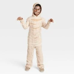Kids' Mummy Halloween Costume Jumpsuit with Hood - Hyde & EEK! Boutique™ Beige