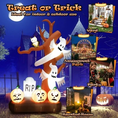 Costway 8ft Inflatable Halloween Haunted Tree w/ Ghosts & Pumpkins Dead Tree w/LED Lights for Yard 2 Costway 8ft Inflatable Halloween Haunted Tree w/ Ghosts & Pumpkins Dead Tree w/LED Lights for Yard - Image 2