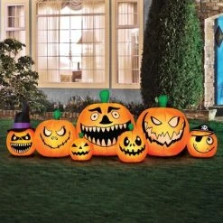 Occasions 8 Foot Inflatable Polyester Pre Lit Silly Faces Pumpkin Patch Halloween Fall Autumn Yard Decoration with Multicolor Lights -Hyde and Eek Cosplay Store GUEST 5d762e0d 901b 4e42 8ae8 222ee0493ef7