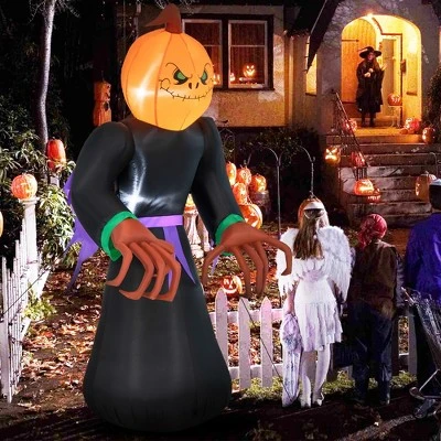 Costway 6.5 FT Inflatable Halloween Warlock with Pumpkin Head Blow-up Pumpkin Reaper 9 Costway 6.5 FT Inflatable Halloween Warlock with Pumpkin Head Blow-up Pumpkin Reaper - Image 9