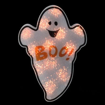 Northlight 12" Lighted Holographic Ghost Halloween Window Silhouette Decoration 1 Northlight 12" Lighted Holographic Ghost Halloween Window Silhouette Decoration