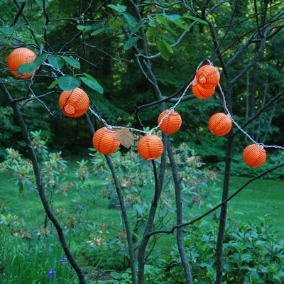 Lumabase 10ct 3" Electric String Light with Nylon Lanterns Orange 1 Lumabase 10ct 3" Electric String Light with Nylon Lanterns Orange