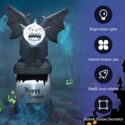 Costway 8.2 FT Halloween Inflatable Gravestone w/ Gargoyle Yard Decoration w/LED Lights -Hyde and Eek Cosplay Store GUEST 63d08c01 07c0 4952 8f59 8199f6c460dd