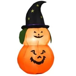 Tangkula Halloween Decoration 5FT Inflatable Witch Hat Pumpkin W/ LED Bulbs Blow Up Yard -Hyde and Eek Cosplay Store GUEST 6410fd1d 1d2e 4a49 b575 3f7c1dbbf7c8