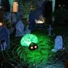 Tangkula Halloween Inflatable Spider with Cobweb Creepy Blow-up Spider with LED Rotating LED Light Green Black Legs Waterproof Halloween Decoration