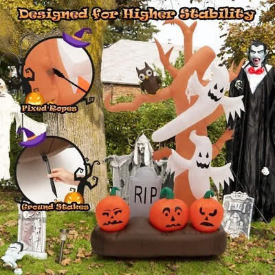 Costway 8ft Inflatable Halloween Haunted Tree w/ Ghosts & Pumpkins Dead Tree w/LED Lights for Yard 5 Costway 8ft Inflatable Halloween Haunted Tree w/ Ghosts & Pumpkins Dead Tree w/LED Lights for Yard - Image 5