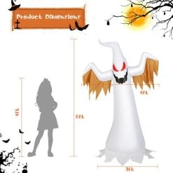 Tangkula 6FT Tall Halloween Inflatable Decoration Blow Up Fire Ghost Built-in Flame LED Light Self-inflate Ghost w/ Sandbags & Ropes & Ground Stakes -Hyde and Eek Cosplay Store GUEST 68869027 8fb2 446f a72d b9d9ff55a45f