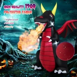 Tangkula 8 FT Tall Halloween Inflatable Dragon Indoor Outdoor Blow up Decoration w/Wing Tail, Bright Internal Lights Giant Animated Dragon -Hyde and Eek Cosplay Store GUEST 6922199e 245e 441d a885 7dbc22ab6157