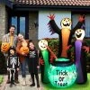 Tangkula 8 FT Tall Halloween Inflatable Three Witch & Magic Potion Pot Decoration w/ Built-in LEDs & Ropes & Stakes for Party Garden Lawn
