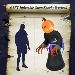 Tangkula 6.5 FT Halloween Inflatable Pumpkin Reaper Giant Blow up Ghost Decoration w/Pumpkin Face Built-in Lights Ground Stakes -Hyde and Eek Cosplay Store GUEST 6a0a565b 9c06 4f69 b232 a4cea011c602