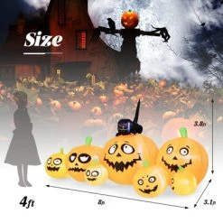 Tangkula 8Ft Long Halloween Inflatable Pumpkin Outdoor Blow Up Deco w/ 7 Pumpkins & 1 Black Cat Built-in Blower 4 Stakes LED Lighted Inflatable Prop -Hyde and Eek Cosplay Store GUEST 6ad72bd5 6bb4 479a 99c4 b3e60ac9a38b