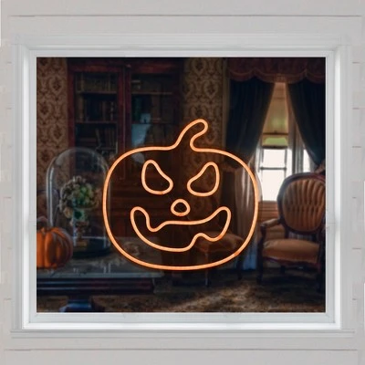 Northlight 15" Orange LED Lighted Neon Style Jack-O-Lantern Halloween Window Silhouette 1 Northlight 15" Orange LED Lighted Neon Style Jack-O-Lantern Halloween Window Silhouette