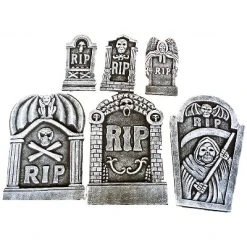 Sunstar Industries Sunstar Tombstone 6 Piece Collection Halloween Decorations - 19 in x 12 in - Gray