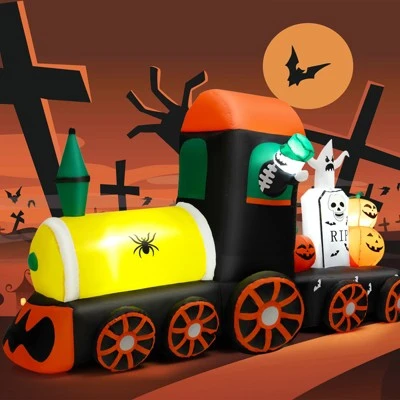 Tangkula 8 FT Long Halloween Inflatable Decoration w/ LEDs Inflatable Train w/ Pumpkins Ghost Skeleton Indoor Outdoor Halloween Decor 7 Tangkula 8 FT Long Halloween Inflatable Decoration w/ LEDs Inflatable Train w/ Pumpkins Ghost Skeleton Indoor Outdoor Halloween Decor - Image 7
