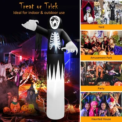 Tangkula 12 FT Halloween Inflatable Skeleton Decoration w/ Built-in LEDs Inflatable Scull Face Ghost 9 Tangkula 12 FT Halloween Inflatable Skeleton Decoration w/ Built-in LEDs Inflatable Scull Face Ghost - Image 9