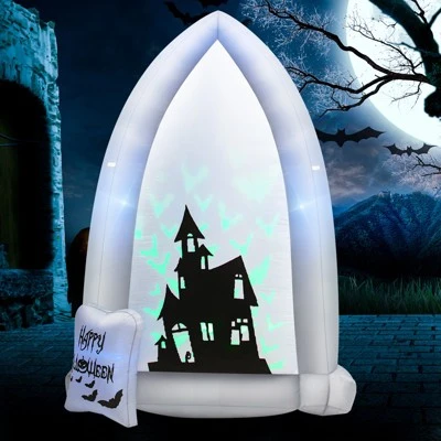 Tangkula 7FT Halloween Inflatable Decoration Outdoor Blow Up Tombstone w/ Waterproof Air Blower Built-in LED Lights 1 Tangkula 7FT Halloween Inflatable Decoration Outdoor Blow Up Tombstone w/ Waterproof Air Blower Built-in LED Lights
