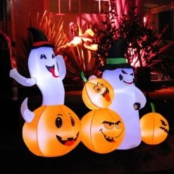 Tangkula 6 FT Halloween Inflatable Pumpkins & Ghosts Party Decoration w/Bright LED Lights & Powerful Blower -Hyde and Eek Cosplay Store GUEST 7392a31f d455 456d be23 16c6ffd78133