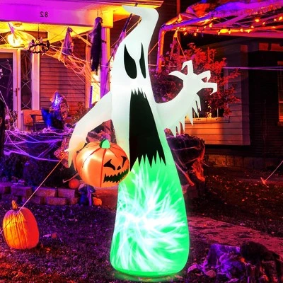 Costway 6 FT Inflatable Halloween Hunting Ghost with Pumpkin w/Spinning Lamp 2 Costway 6 FT Inflatable Halloween Hunting Ghost with Pumpkin w/Spinning Lamp - Image 2