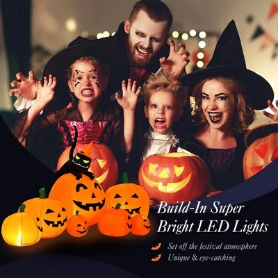 Costway Halloween 7.5 FT Inflatable Pumpkin Combo Decoration w/ Witch Black Cat 2 Costway Halloween 7.5 FT Inflatable Pumpkin Combo Decoration w/ Witch Black Cat - Image 2