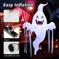 Costway 5 FT Tall Halloween Inflatable Hanging Ghost Blow-up Yard Decoration w/LED Light -Hyde and Eek Cosplay Store GUEST 765a3068 3b7d 4180 aed0 b36a6b34664c