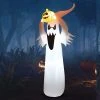 Tangkula Halloween Decoration 6FT Inflatable Blow Up Ghost With Pumpkin LED Lights Yard