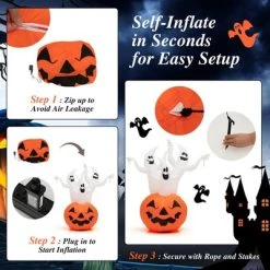 Costway 6 FT Inflatable Halloween Tree White Ghosts with Pumpkin Decor w/ Rotating Lamp -Hyde and Eek Cosplay Store GUEST 79507e3d 6fe9 4f1a 8568 a308e63151a7