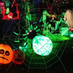 Tangkula Halloween Inflatable Spider with Cobweb Creepy Blow-up Spider with LED Rotating LED Light Green Black Legs Waterproof Halloween Decoration -Hyde and Eek Cosplay Store GUEST 7a12dcf4 1d30 4d76 bedb 0afeeb0ec994