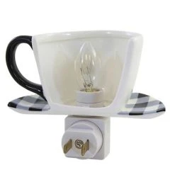 C & F Enterprises Halloween 3.75" Ghost Teacup Night Light Spooky Buffalo Plaid - Nightlights