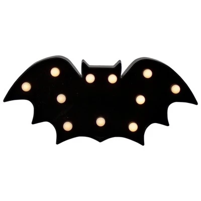 Northlight 12" LED Lighted Black Bat Halloween Marquee Sign 1 Northlight 12" LED Lighted Black Bat Halloween Marquee Sign