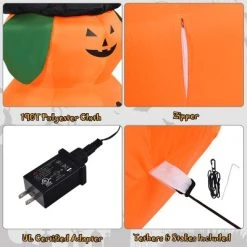 Tangkula Halloween Decoration 5FT Inflatable Witch Hat Pumpkin W/ LED Bulbs Blow Up Yard -Hyde and Eek Cosplay Store GUEST 7bb5f54d 7879 4cff 9a6a f87206900e6f