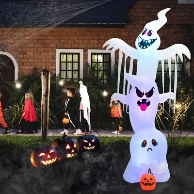 Costway 10 ft Inflatable Halloween Overlap Ghost Giant Decoration w/ Colorful RGB Lights 1 Costway 10 ft Inflatable Halloween Overlap Ghost Giant Decoration w/ Colorful RGB Lights