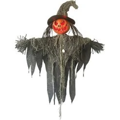 Sunstar Industries Sunstar Jack-O-Lantern Scarecrow Light-Up Hanging Halloween Decoration - - Gray